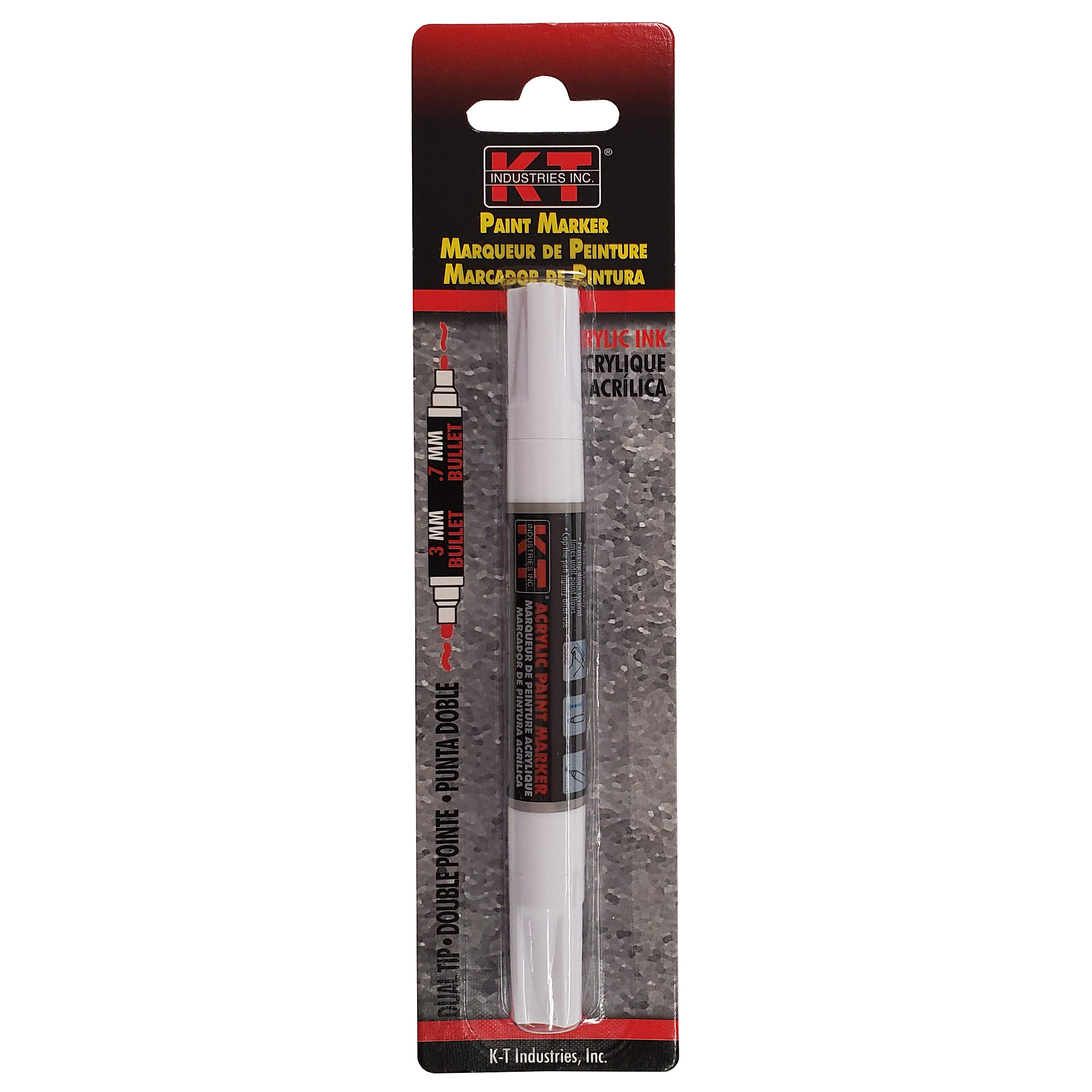 K-T Industries Dual Tip Acrylic Paint Marker — White, Water-Based, Non-Toxic, Model# 5-0006